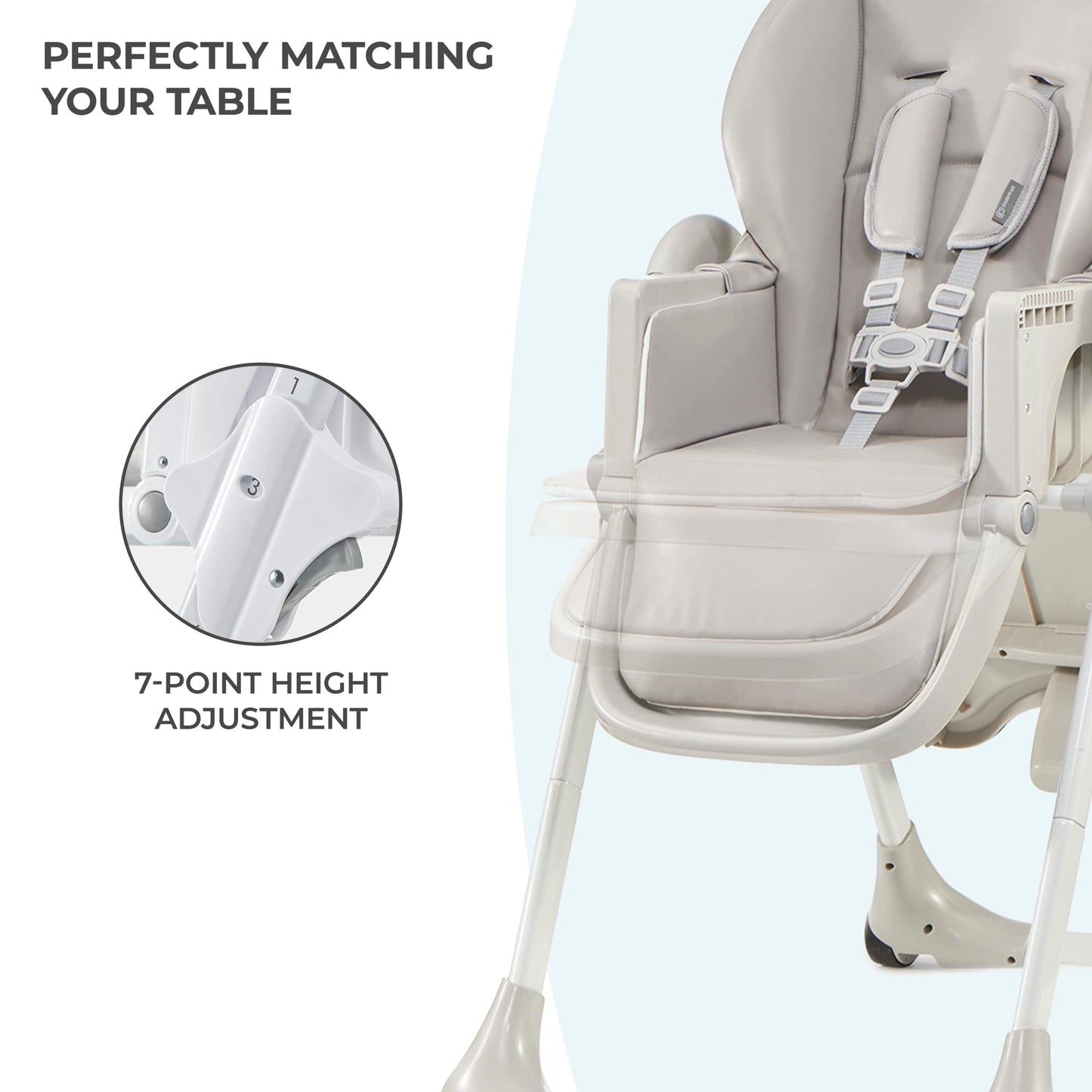 Kinderkraft Yummy Highchair, Adjustable & Foldable, Gray