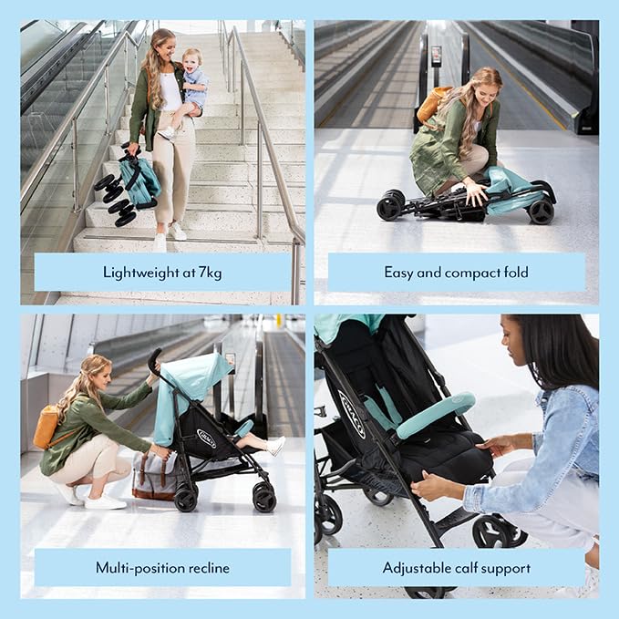 Graco TraveLite Compact Stroller, Black/Grey