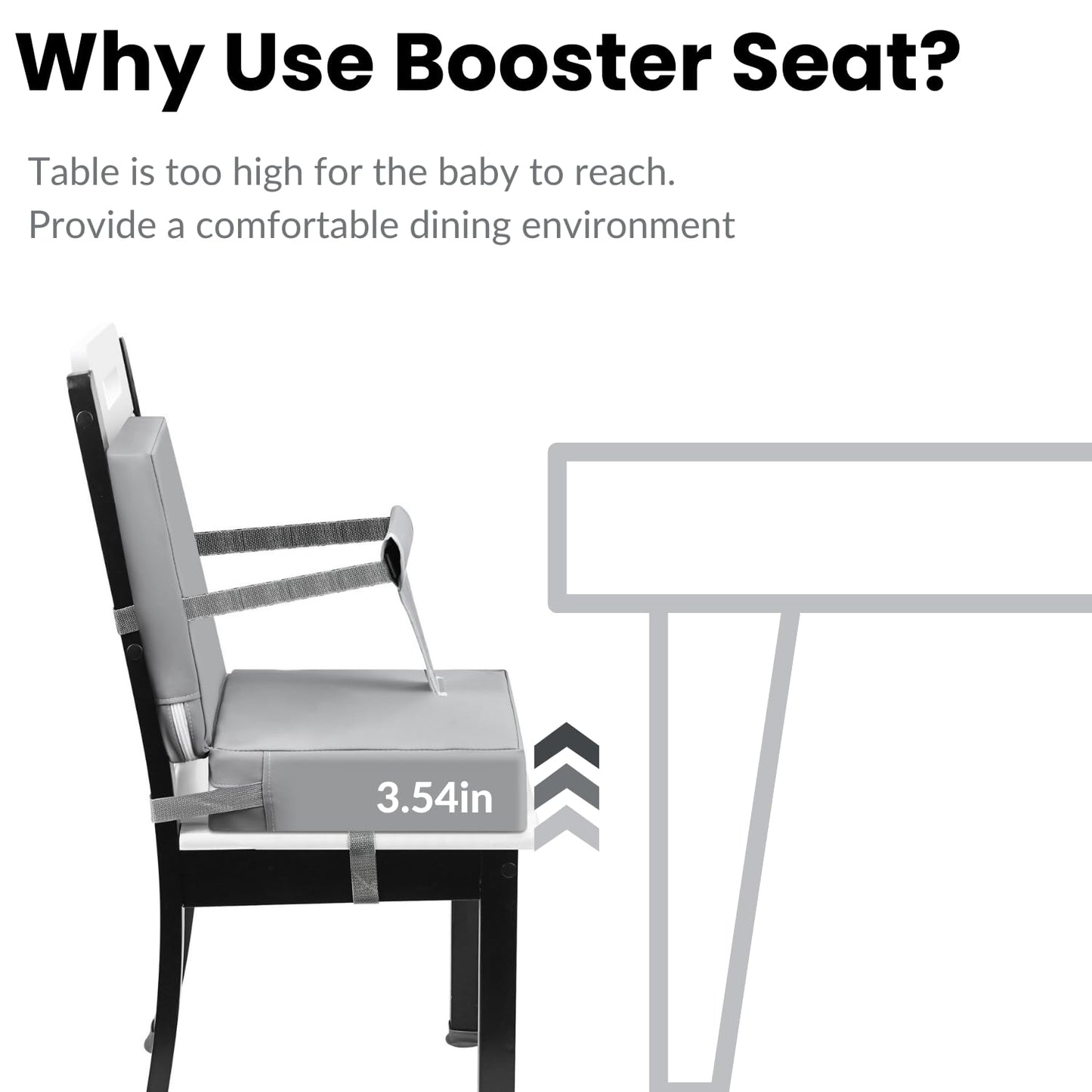 PandaEar Portable Toddler Booster Seat, Black