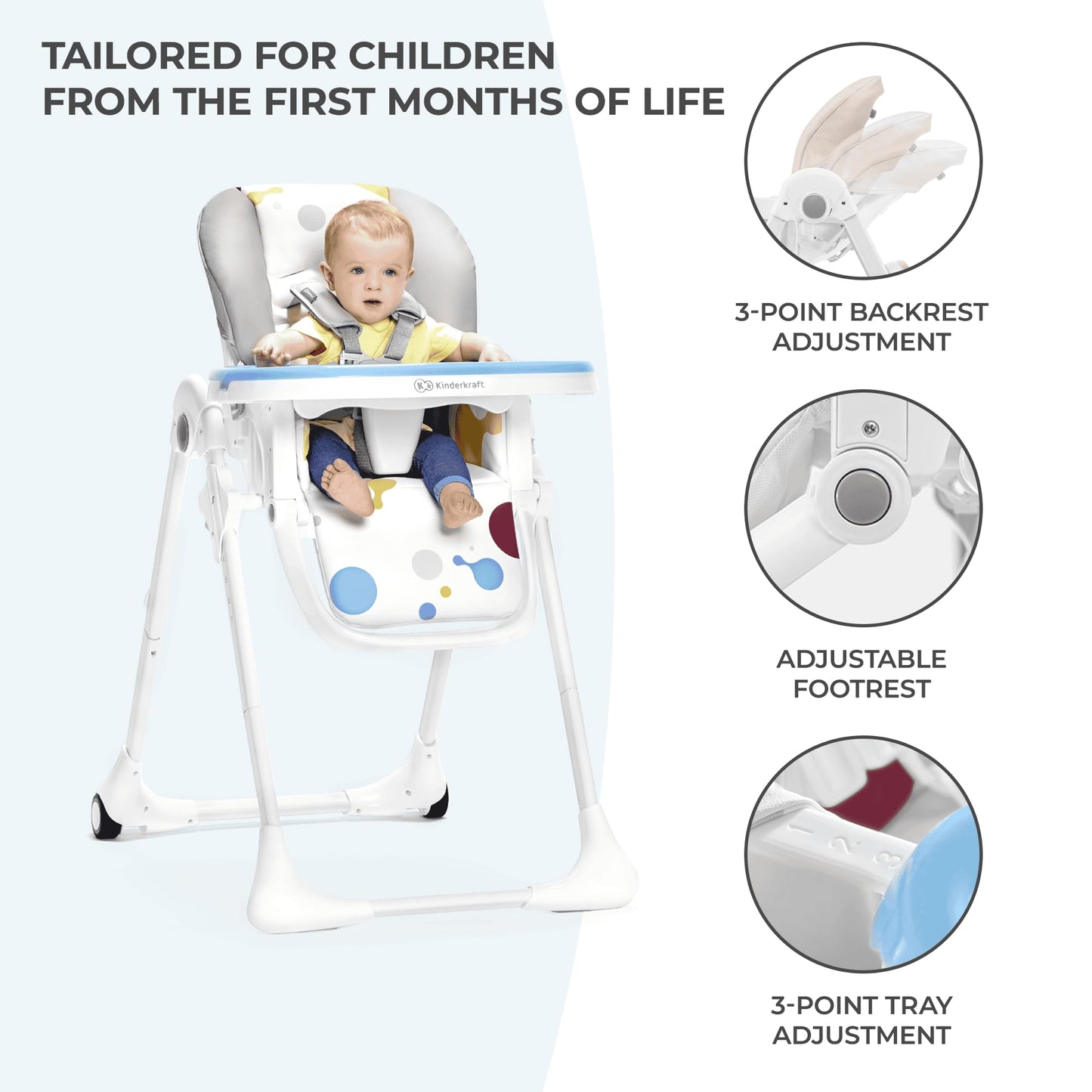 Kinderkraft Yummy Baby Highchair, Pink