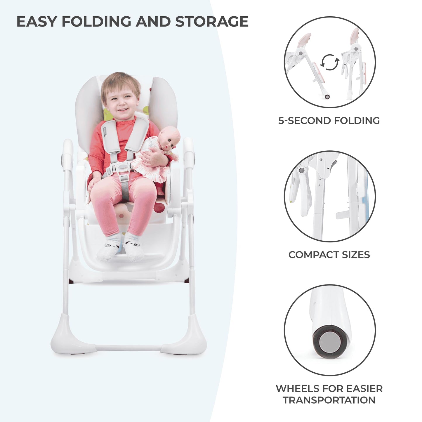 Kinderkraft Yummy Baby Highchair, Pink