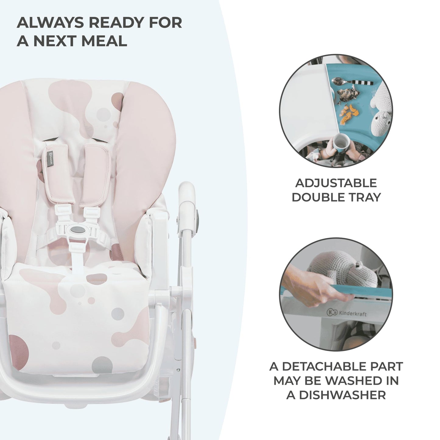 Kinderkraft Yummy Baby Highchair, Pink
