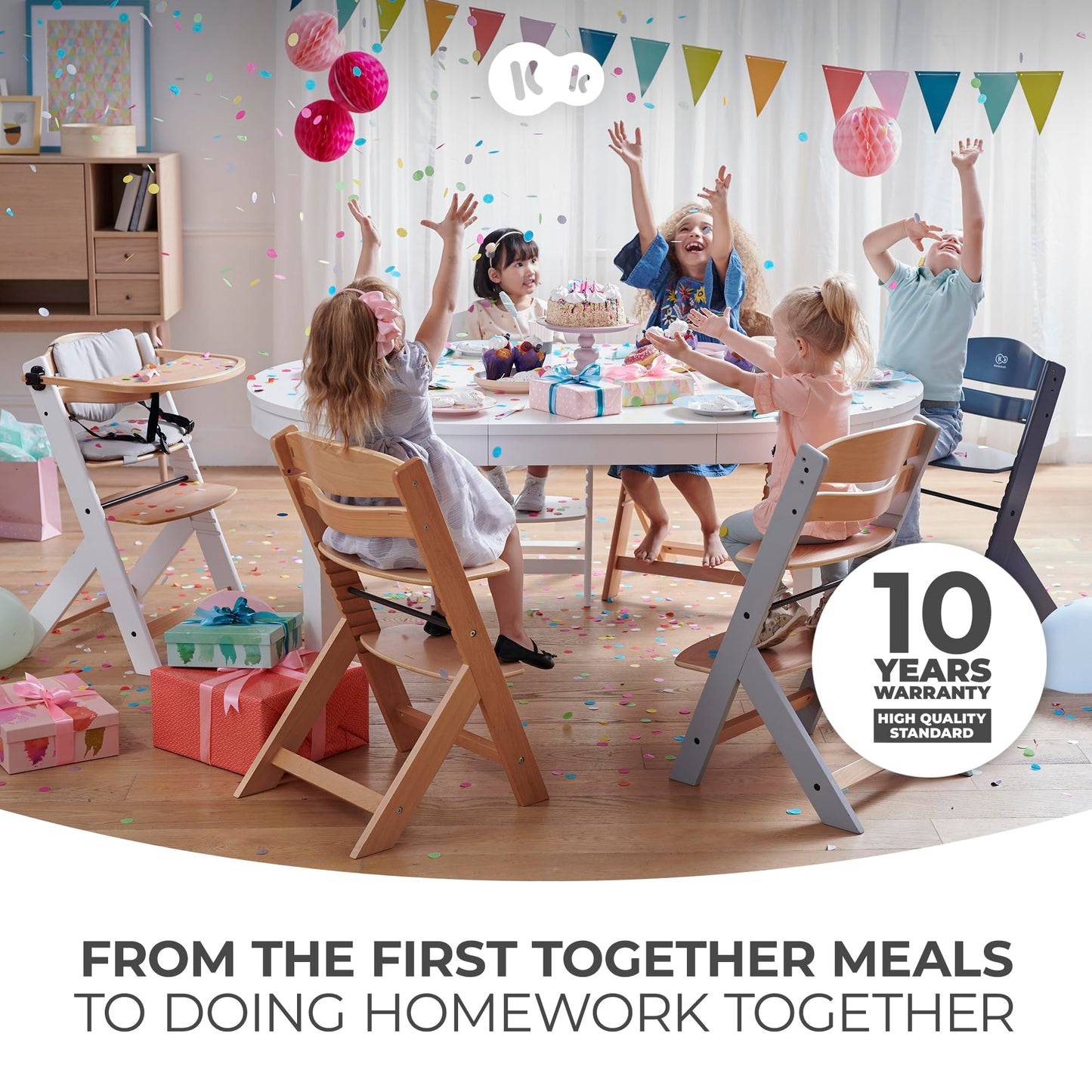 Kinderkraft ENOCK 3-in-1 Wooden Highchair, Natural