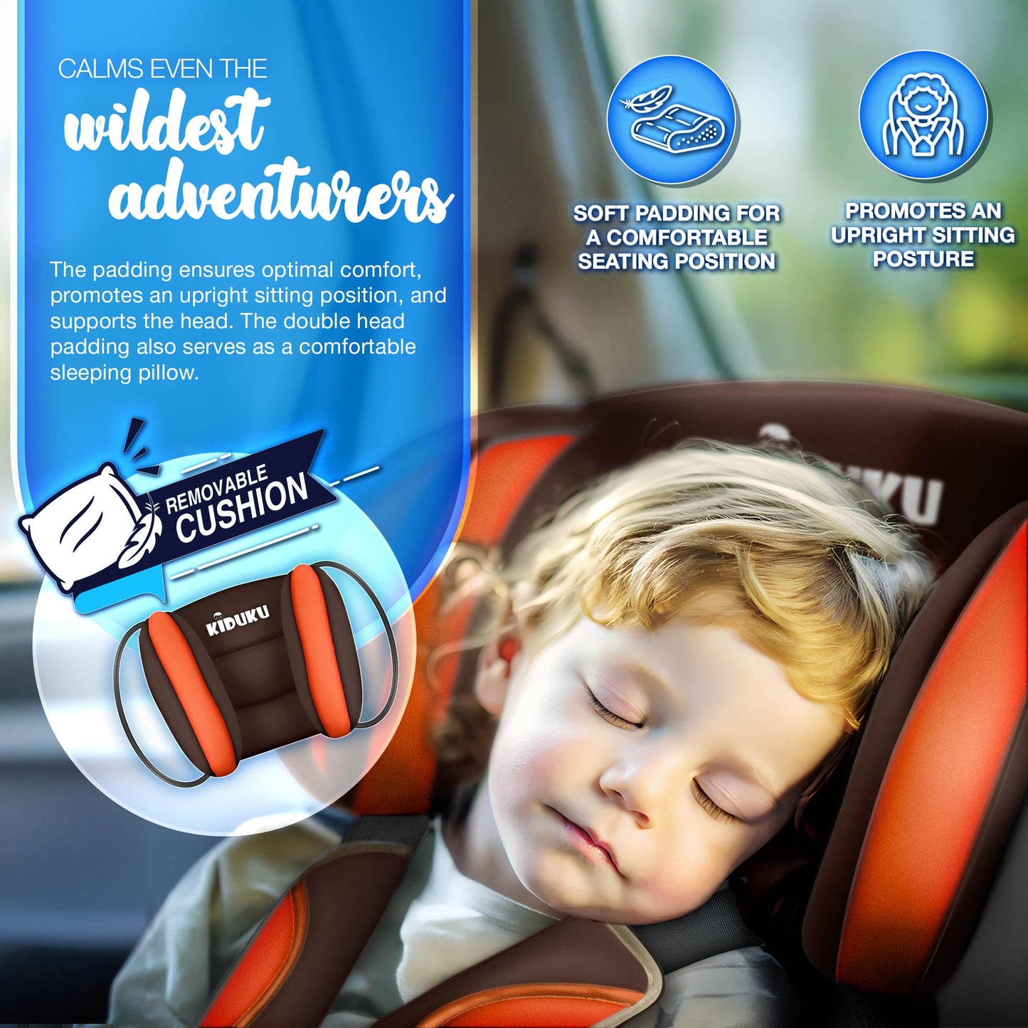KIDUKU 3-in-1 Safety Car Seat, Brown/Orange