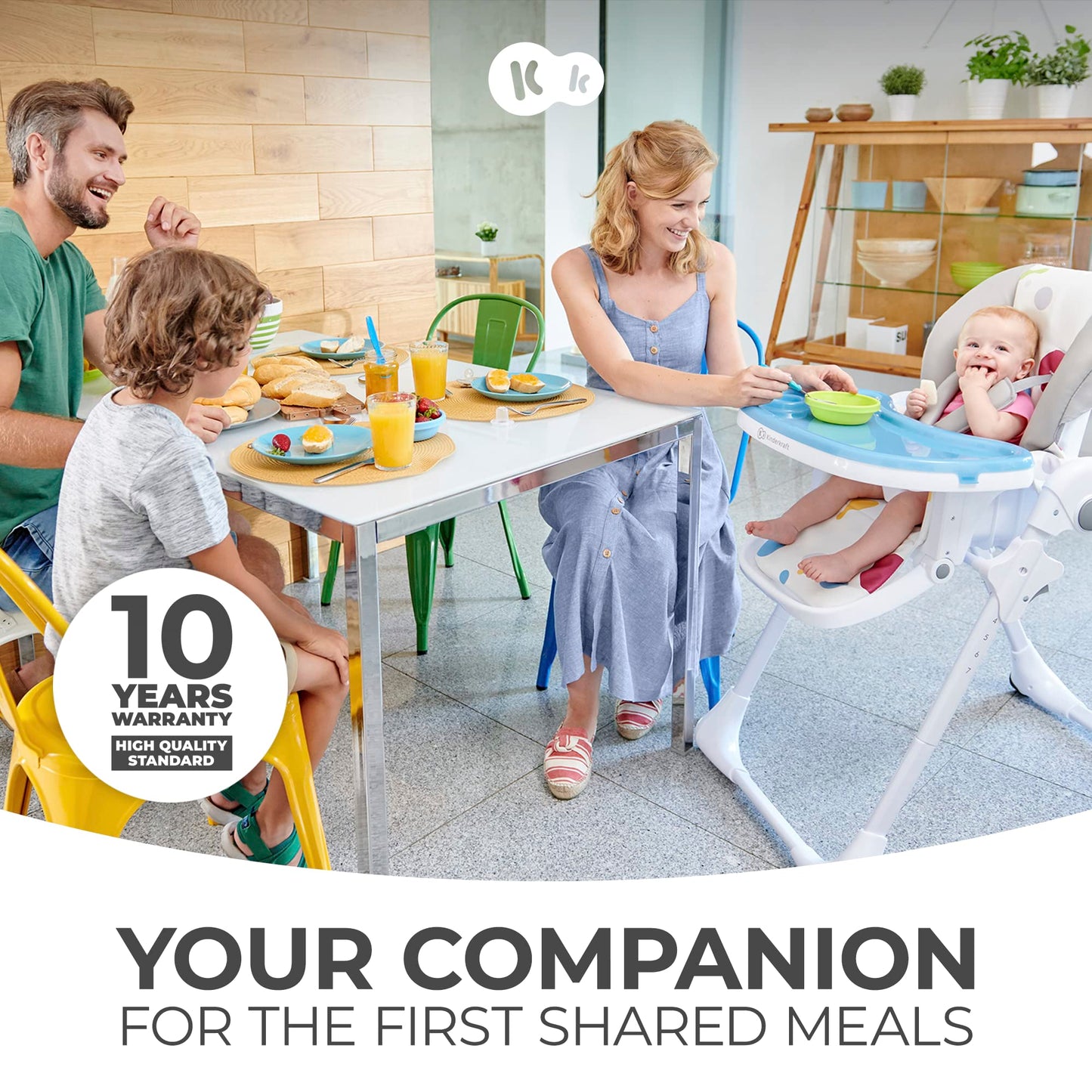 Kinderkraft Yummy Highchair, Adjustable & Foldable, Gray