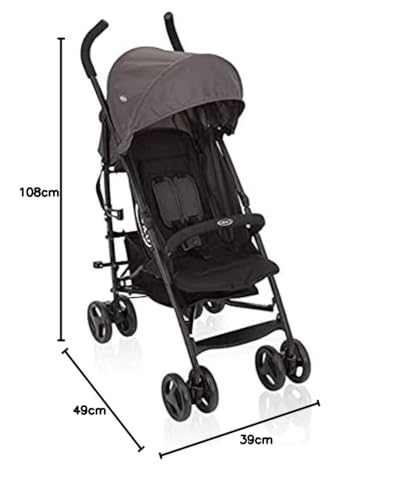 Graco TraveLite Compact Stroller, Black/Grey