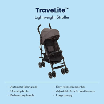 Graco TraveLite Compact Stroller, Black/Grey