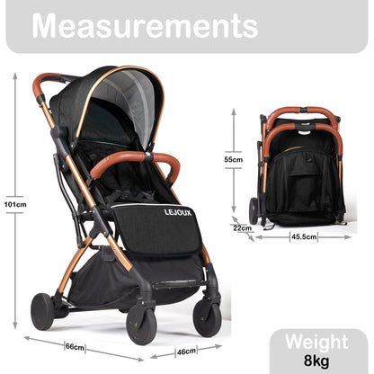 Lejoux Lightweight Foldable Pushchair, Black
