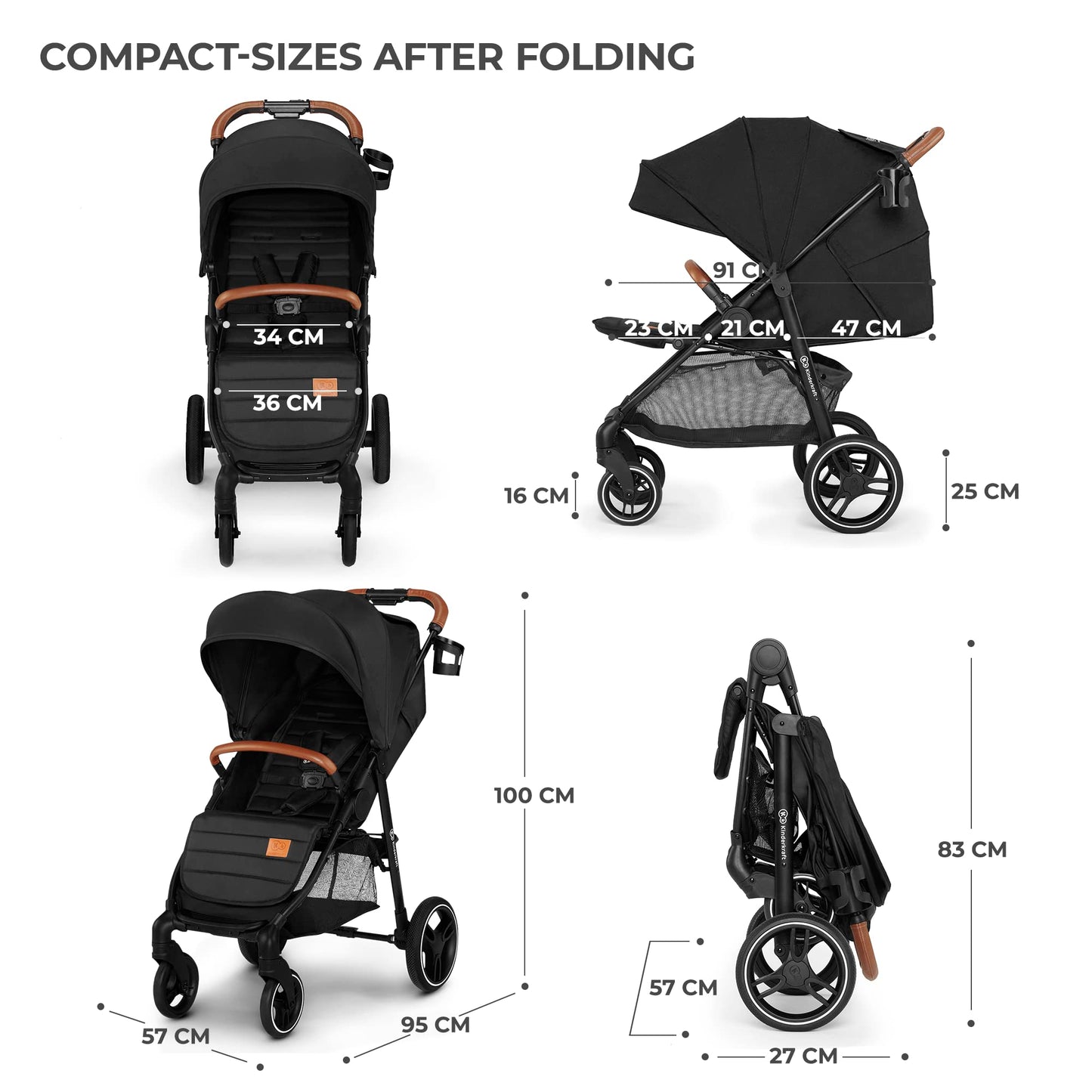 Kinderkraft Grande Plus Stroller, Black