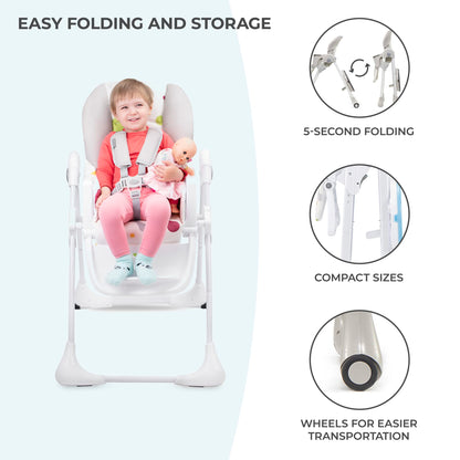 Kinderkraft Yummy Highchair, Adjustable & Foldable, Gray