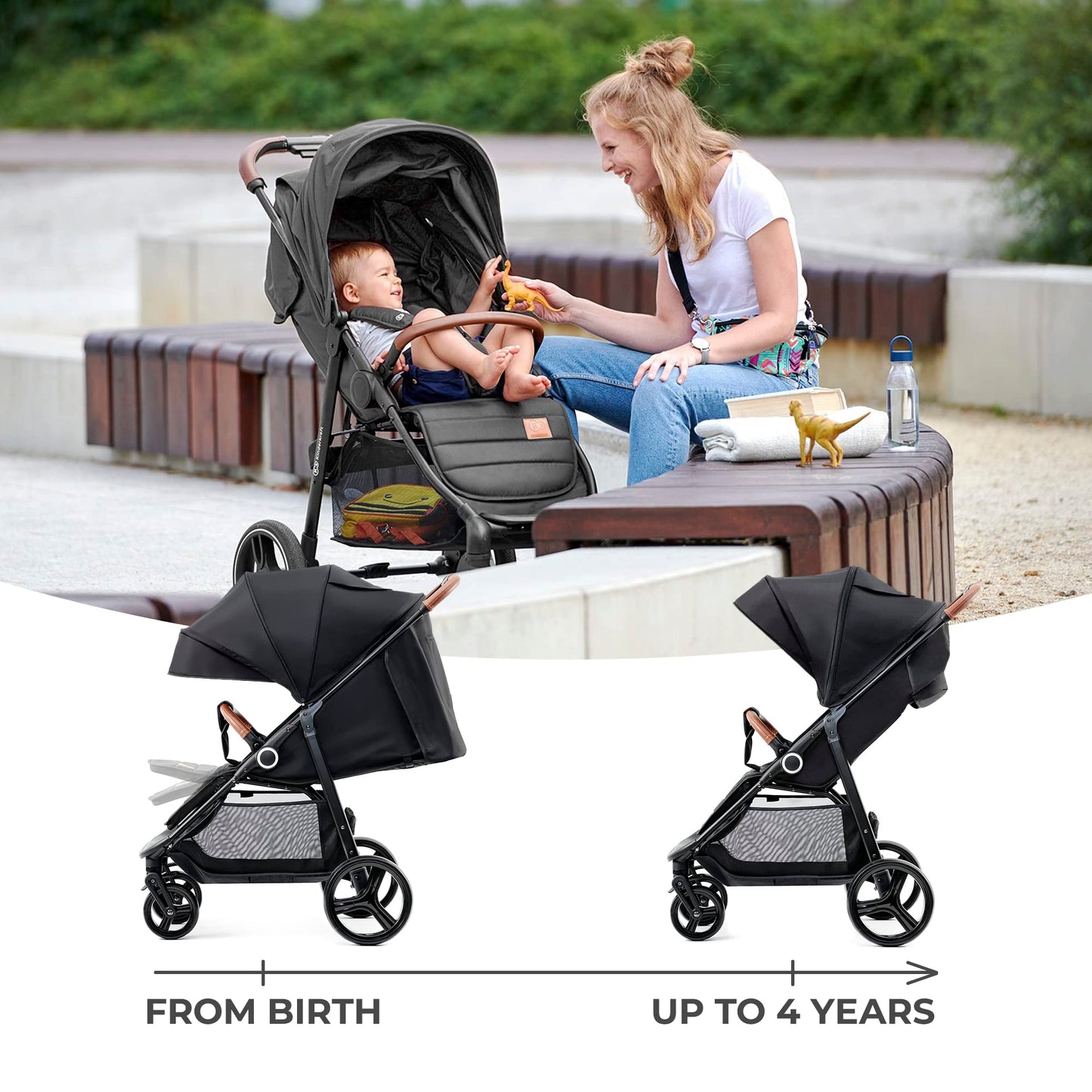Kinderkraft Grande Plus Stroller, Black