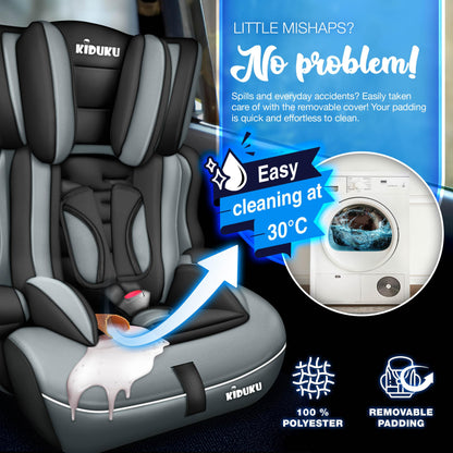 KIDUKU 3-in-1 Safety Car Seat, Black/Grey