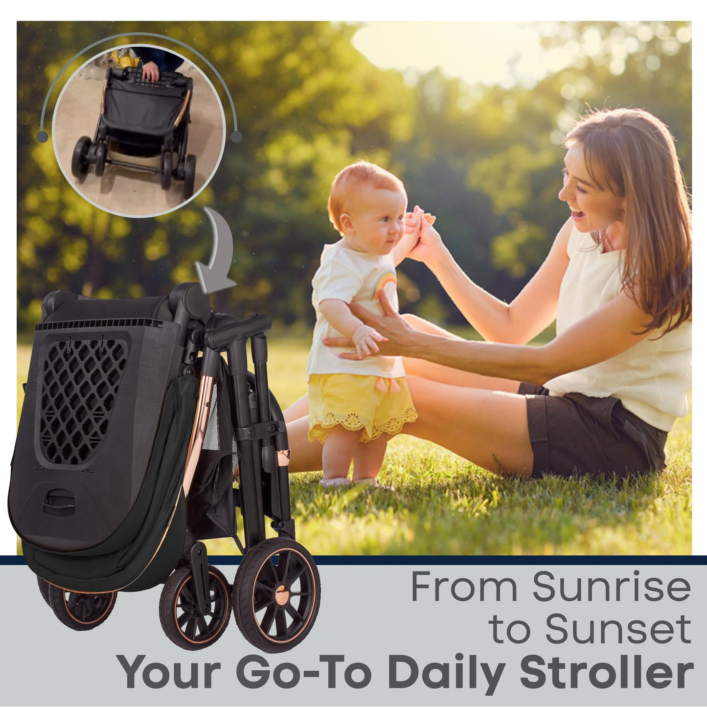 Lejoux+ Baby Pushchair (Pure Black)