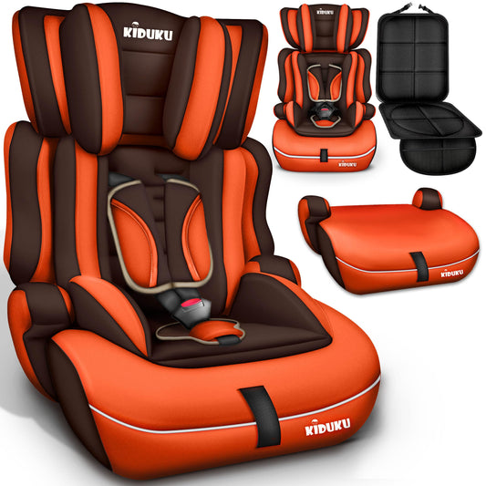 KIDUKU 3-in-1 Safety Car Seat, Brown/Orange
