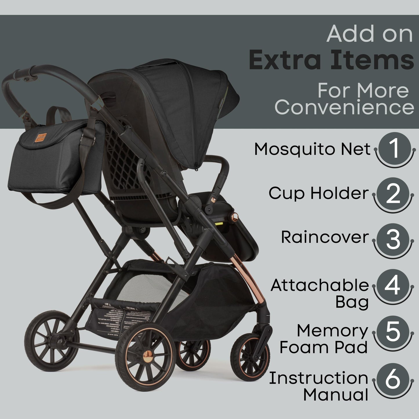 Lejoux+ Baby Pushchair (Pure Black)