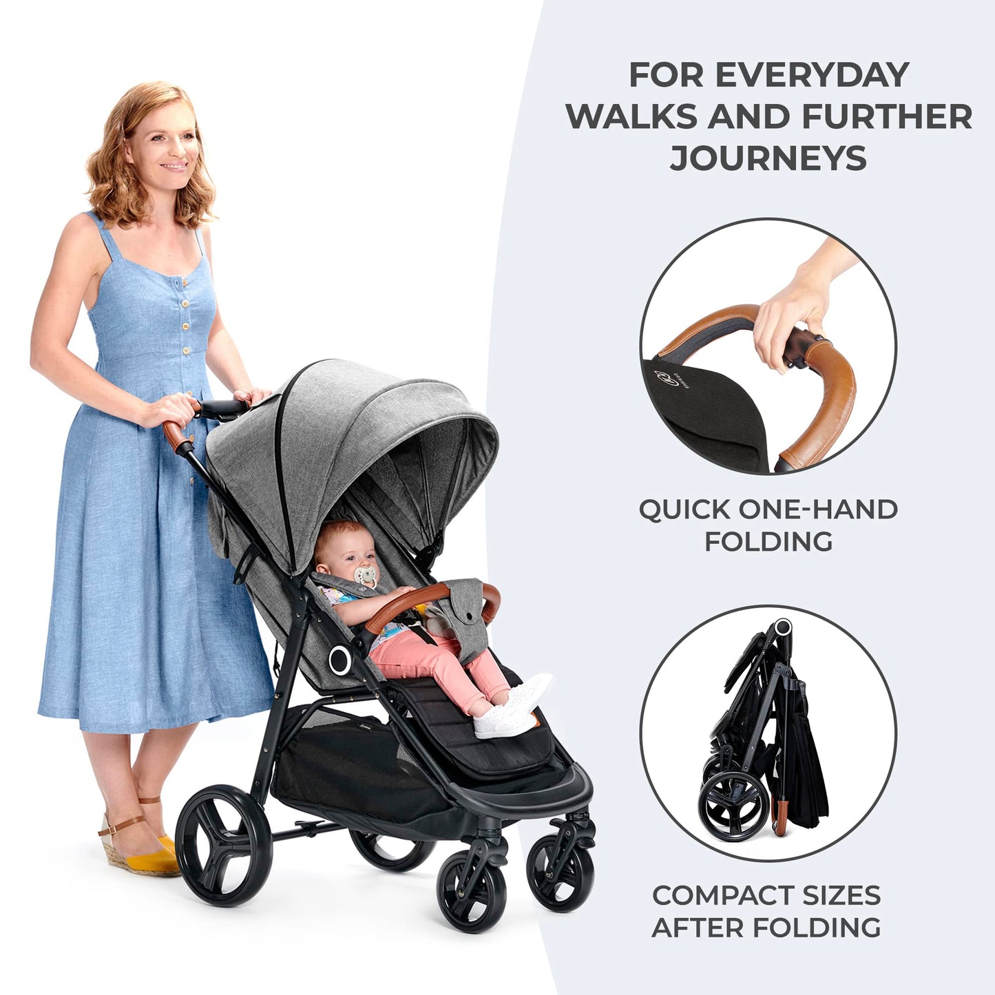 Kinderkraft Grande Plus Stroller, Black