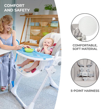 Kinderkraft Yummy Highchair, Adjustable & Foldable, Gray