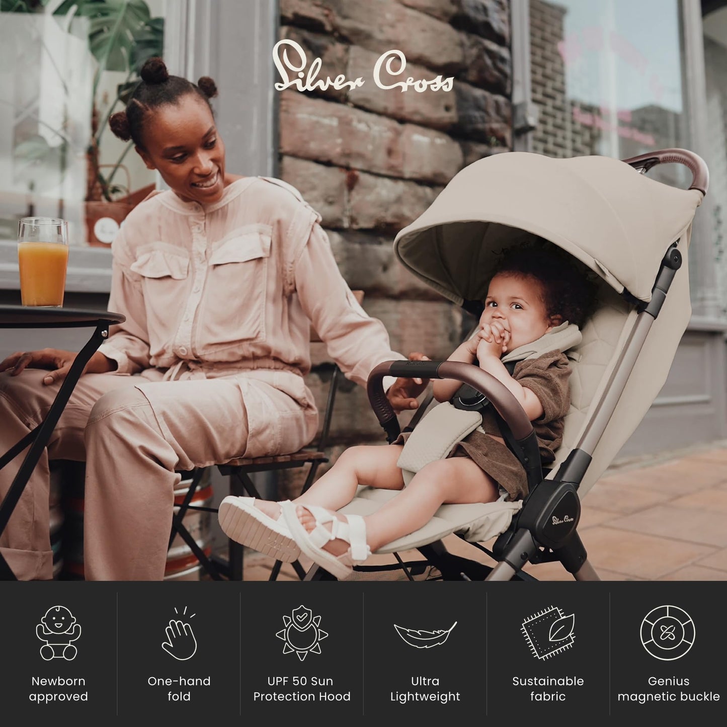 Silver Cross Clic 2 Stroller & Travel Bag, Latte